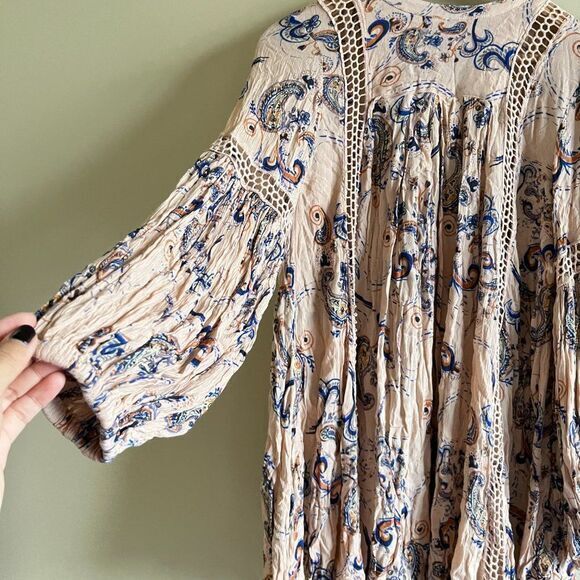 Free People ‘Just The Two Of‎ Us’ Paisley Peachy-Pink Tunic Dress Womens … - Picture 12 of 12